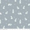 15" End of Bolt - CLEARANCE FLANNEL Northern Lights Polar Bears F15001 Steel - Riley Blake - Winter Polar Bears Snow - FLANNEL Cotton Fabric