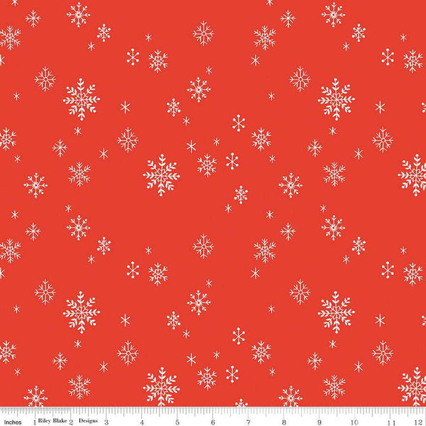 SALE FLANNEL Northern Lights Let It Snow F15004 Red - Riley Blake Designs - Winter Snowflakes - FLANNEL Cotton Fabric