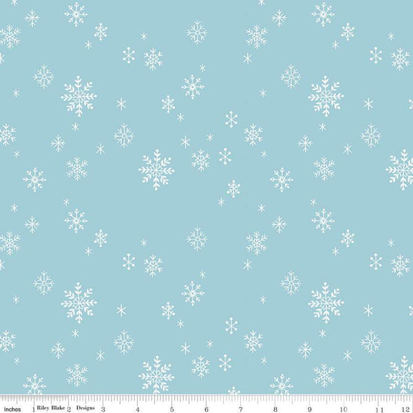 SALE FLANNEL Northern Lights Let It Snow F15004 Sky - Riley Blake Designs - Winter Snowflakes - FLANNEL Cotton Fabric