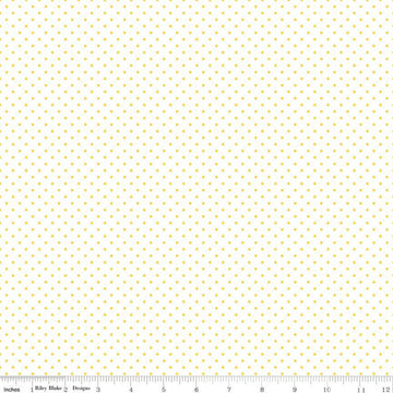 DEAL Yellow Flat Swiss Dots on White - Riley Blake Designs - Dotted Polka Dot - Quilting Cotton Fabric