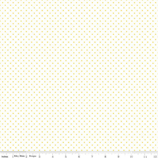 DEAL Yellow Flat Swiss Dots on White - Riley Blake Designs - Dotted Polka Dot - Quilting Cotton Fabric