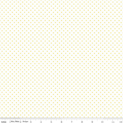 SALE Yellow Flat Swiss Dots on White by Riley Blake Designs - Dotted Polka Dot - Quilting Cotton Fabric