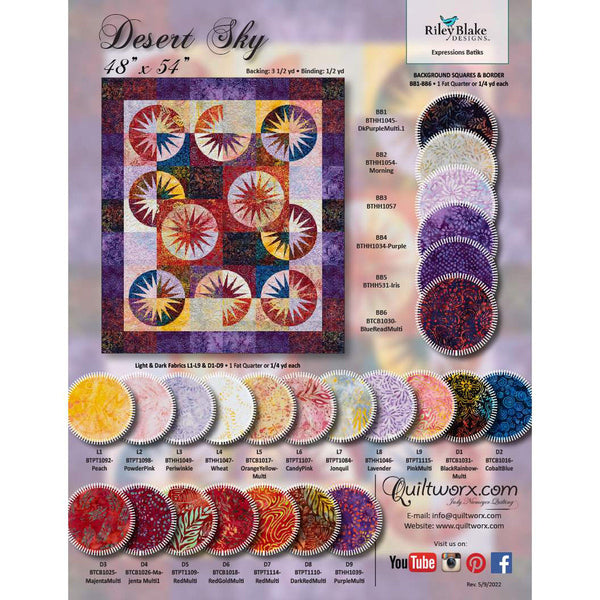 SALE Desert Sky Quilt PATTERN P182 by Quiltworx - Riley Blake Designs - INSTRUCTIONS Only - Piecing Fat Quarter Friendly