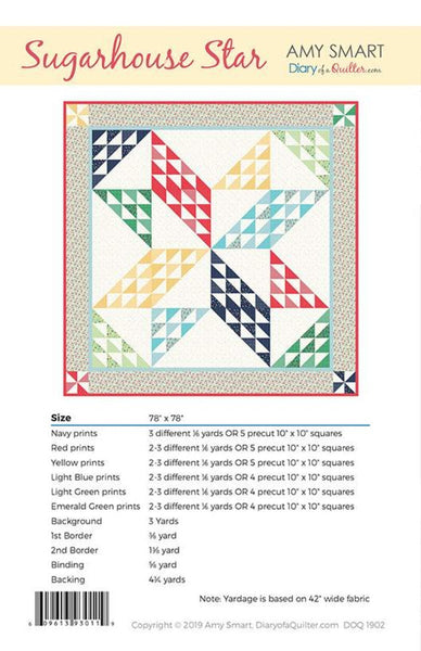 Sugarhouse Star Quilt PATTERN P123 by Amy Smart - Riley Blake Designs - INSTRUCTIONS Only - Piecing - 10" Stacker Friendly