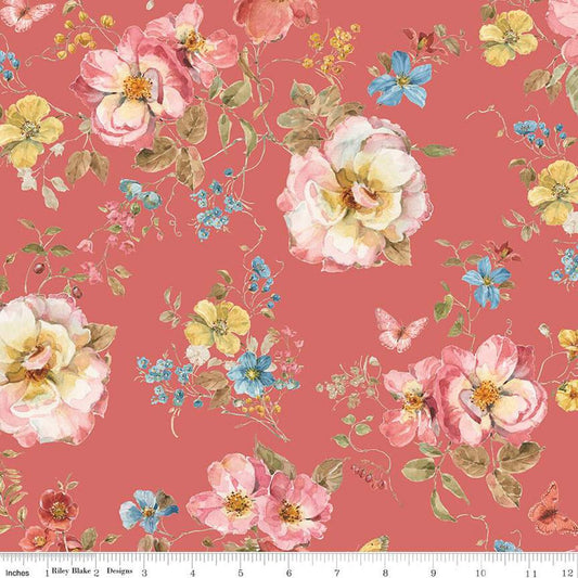 SALE Countryside Main C14530 Red - Riley Blake Designs - Floral Flowers - Quilting Cotton Fabric