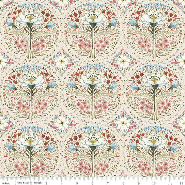 Countryside Medallion C14531 Sand by Riley Blake Designs - Floral Flowers  - Quilting Cotton Fabric