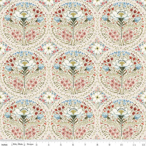 Countryside Medallion C14531 Sand by Riley Blake Designs - Floral Flowers  - Quilting Cotton Fabric