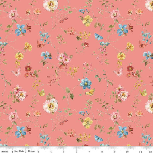 SALE Countryside Floral C14533 Coral by Riley Blake Designs - Flowers - Quilting Cotton Fabric
