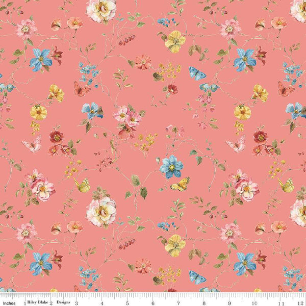 Countryside Floral C14533 Coral by Riley Blake Designs - Flowers - Quilting Cotton Fabric