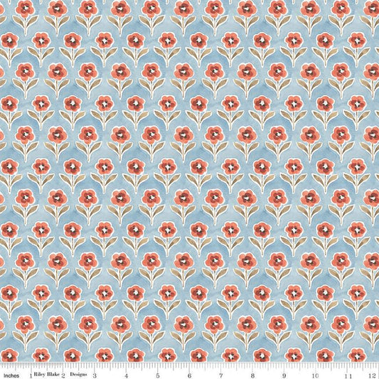 SALE Countryside Blossom C14534 Blue - Riley Blake Designs - Floral Flowers - Quilting Cotton Fabric