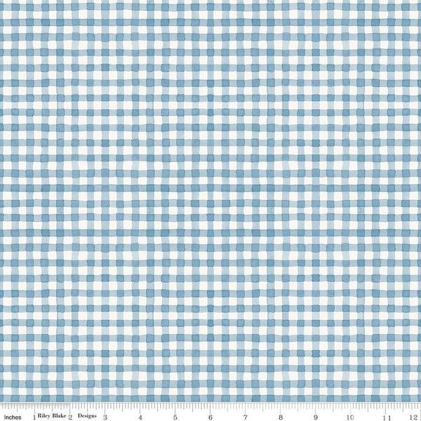 Countryside PRINTED Gingham C14537 Blue by Riley Blake Designs - Blue/Sand Irregular Checks Check Checkered - Quilting Cotton Fabric