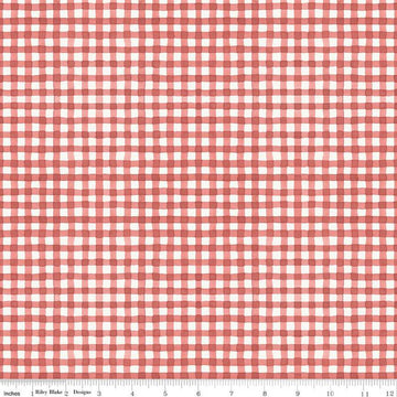 Countryside PRINTED Gingham C14537 Red - Riley Blake Designs - Red/Sand Irregular Checks Check Checkered - Quilting Cotton Fabric