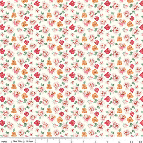 BloomBerry Tiny Roses C14601 Cream by Riley Blake Designs - Floral Flowers - Quilting Cotton Fabric