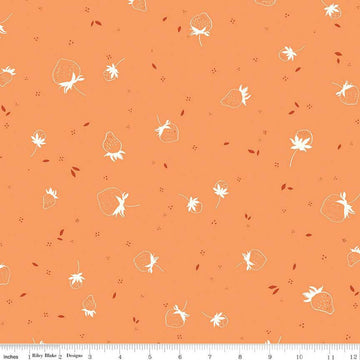 DEAL BloomBerry Berry Sprouts C14603 Tangerine - Riley Blake Designs - Strawberries Pin Dots - Quilting Cotton Fabric