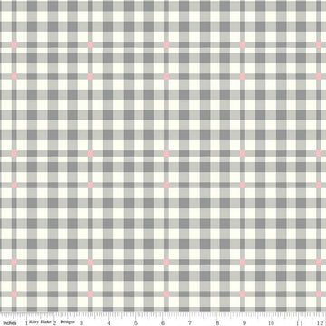 SALE BloomBerry Plaid C14605 Gray - Riley Blake Designs - Gray/Cream Plaid - Quilting Cotton Fabric