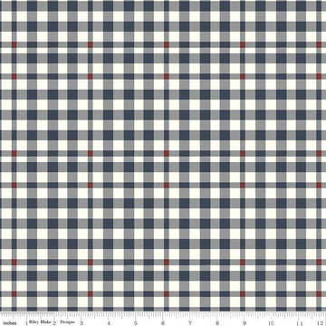 SALE BloomBerry Plaid C14605 Midnight - Riley Blake Designs - Midnight/Cream Plaid - Quilting Cotton Fabric