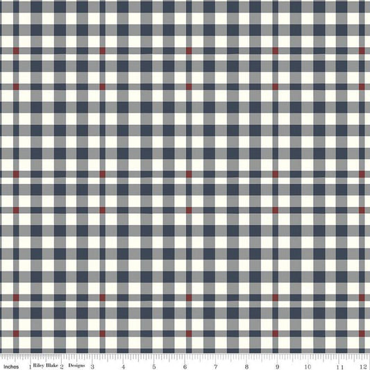 SALE BloomBerry Plaid C14605 Midnight - Riley Blake Designs - Midnight/Cream Plaid - Quilting Cotton Fabric