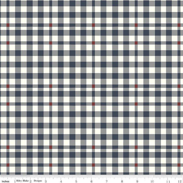 SALE BloomBerry Plaid C14605 Midnight by Riley Blake Designs - Midnight/Cream Plaid - Quilting Cotton Fabric