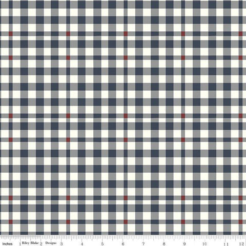 SALE BloomBerry Plaid C14605 Midnight by Riley Blake Designs - Midnight/Cream Plaid - Quilting Cotton Fabric