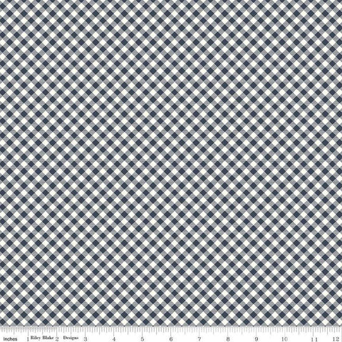 SALE BloomBerry PRINTED Gingham C14607 Midnight by Riley Blake Designs - Midnight/Cream Diagonal Plaid - Quilting Cotton Fabric