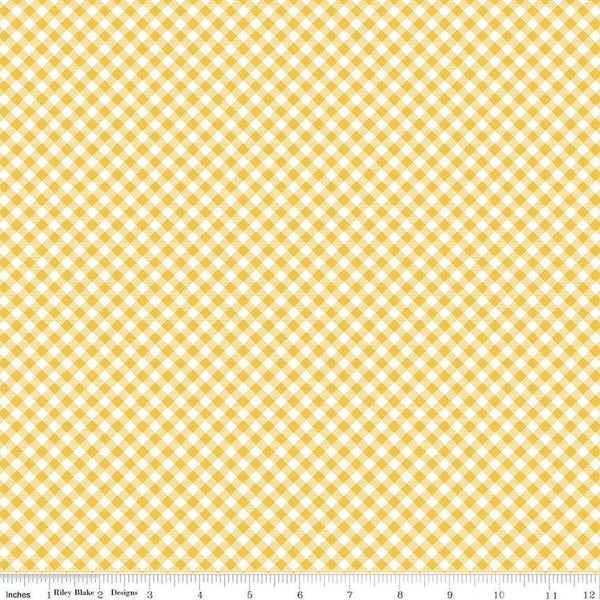 BloomBerry PRINTED Gingham C14607 Yellow by Riley Blake Designs - Yellow/Cream Diagonal Plaid - Quilting Cotton Fabric