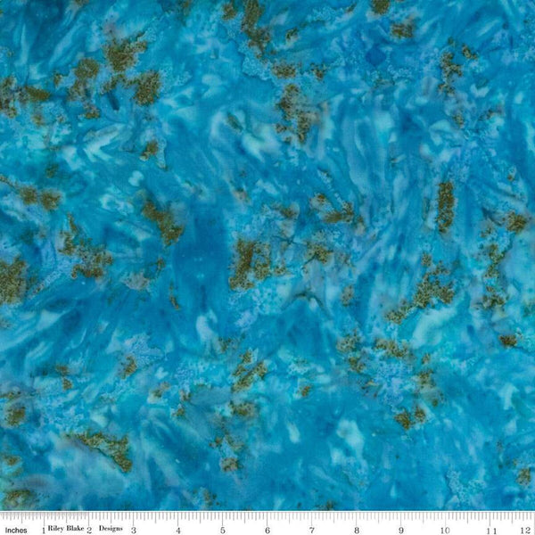 SALE Batiks Expressions Hand-Dyes BTHH233 Turquoise Blue Multi - Riley Blake Designs - Hand-Dyed Print - Quilting Cotton Fabric