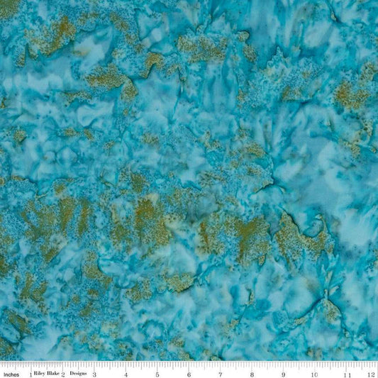 CLEARANCE Batiks Expressions Hand-Dyes BTHH232 Turquoise Multi 1 - Riley Blake Designs - Hand-Dyed Print - Quilting Cotton Fabric