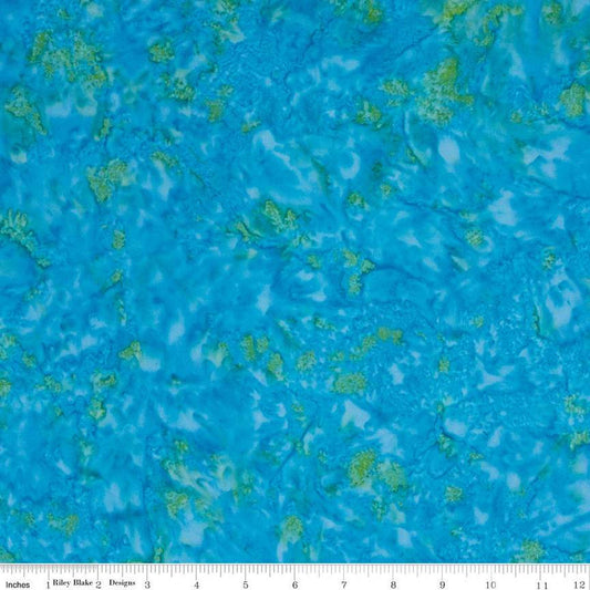 24" End of Bolt - CLEARANCE Batiks Expressions Hand-Dyes BTHH231 Green Turquoise Multi 1 Riley Blake Hand-Dyed Print Quilting Cotton Fabric