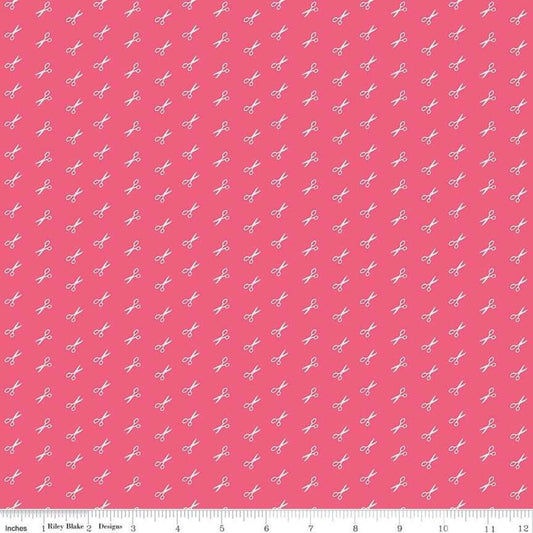 SALE Bee Basics Scissors C6408 Raspberry - Riley Blake Designs - Lori Holt - Quilting Cotton Fabric