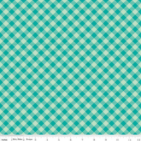 SALE Bee Basics PRINTED Gingham C6400 Teal by Riley Blake Designs - Diagonal Check - Lori Holt - Quilting Cotton Fabric