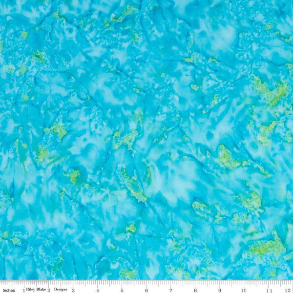 Batiks Expressions Hand-Dyes BTHH227 Turquoise Green Multi 1 - Riley Blake Designs - Hand-Dyed Print - Quilting Cotton Fabric