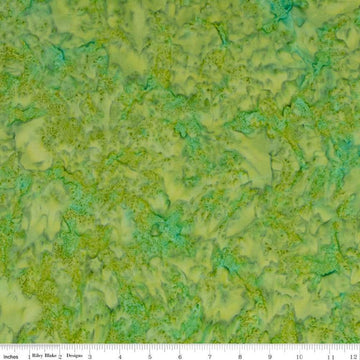 CLEARANCE 31" End of Bolt - Batiks Expressions Hand-Dyes BTHH220 Green Turquoise Multi - Riley Blake - Hand-Dyed Print - Quilting Fabric