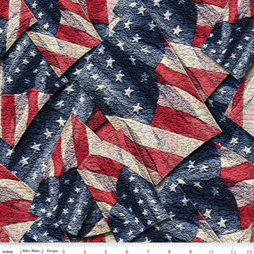 3-Yard Cut - SALE Coming Home Flags Multi Patriotic 108" WIDEBACK Fabric - WB14434 - Riley Blake Quilting Cotton Fabric