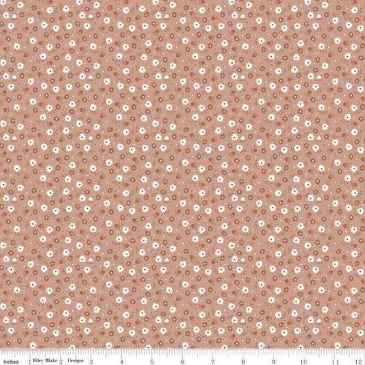 Granny Chic Daisy C8520 Brown - Riley Blake Designs - Lori Holt - Floral Flowers Strawberries Dots - Quilting Cotton Fabric