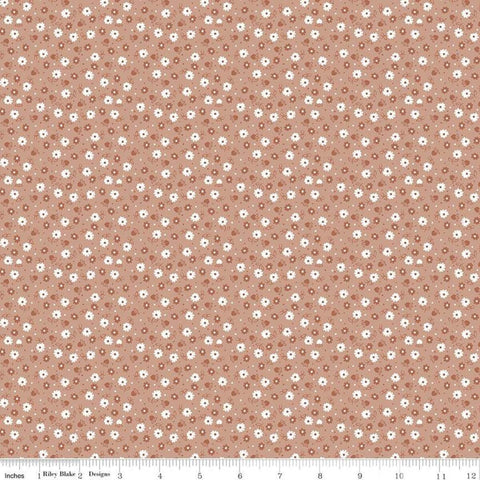 Granny Chic Daisy C8520 Brown - Riley Blake Designs - Lori Holt - Floral Flowers Strawberries Dots - Quilting Cotton Fabric