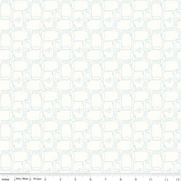Bee Backgrounds Canning Jar C6385 Aqua - Riley Blake Designs - Jars on Off White - Lori Holt - Quilting Cotton Fabric