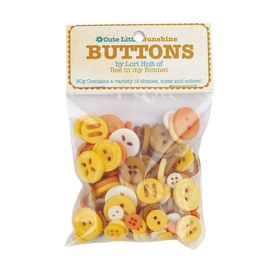 SALE Cute Little Buttons STB-3607 Sunshine Assortment - Lori Holt - Riley Blake Designs - 30g Bag -- Variety of Shapes Colors Sizes