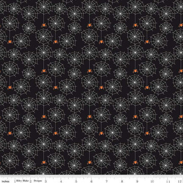 Beggar's Night Spiderwebs GC14502 Black GLOW in the DARK - Riley Blake Designs - Halloween Spiders Webs - Quilting Cotton Fabric