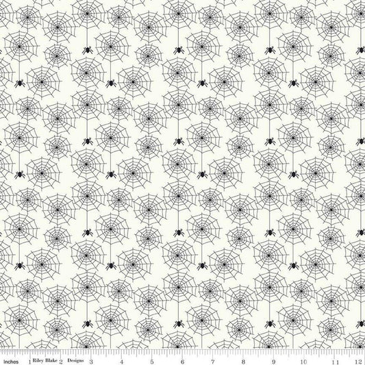 Beggar's Night Spiderwebs C14502 Cream - Riley Blake Designs - Halloween Spiders Webs - Quilting Cotton Fabric