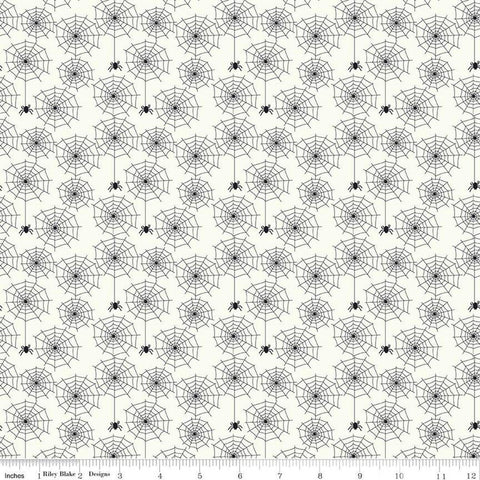 SALE Beggar's Night Spiderwebs C14502 Cream - Riley Blake Designs - Halloween Spiders Webs - Quilting Cotton Fabric