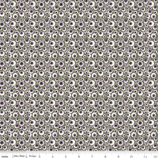 Beggar's Night Eyeballs C14503 Gray - Riley Blake Designs - Halloween Eyes - Quilting Cotton Fabric