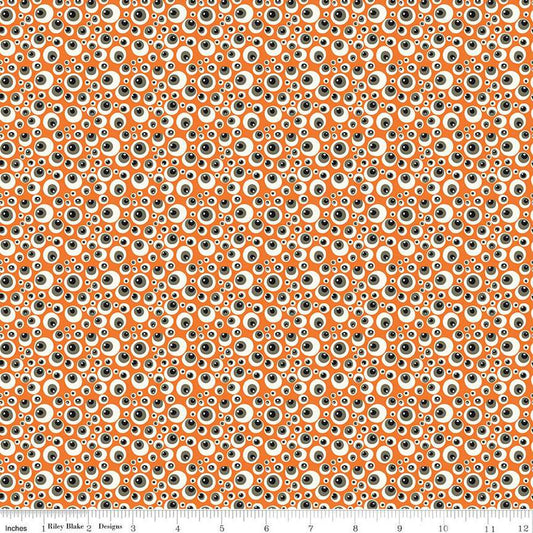Beggar's Night Eyeballs C14503 Orange - Riley Blake Designs - Halloween Eyes - Quilting Cotton Fabric