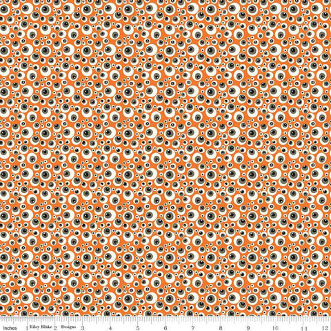 SALE Beggar's Night Eyeballs C14503 Orange - Riley Blake Designs - Halloween Eyes - Quilting Cotton Fabric