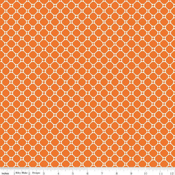DEAL Beggar's Night Bones C14507 Orange - Riley Blake Designs - Halloween Geometric Lattice - Quilting Cotton Fabric