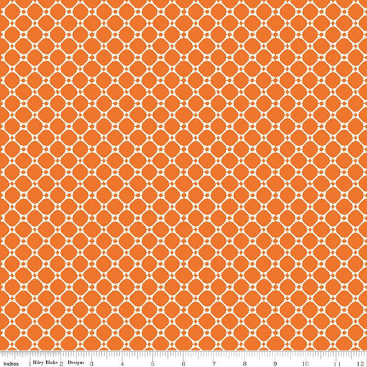 DEAL Beggar's Night Bones C14507 Orange - Riley Blake Designs - Halloween Geometric Lattice - Quilting Cotton Fabric