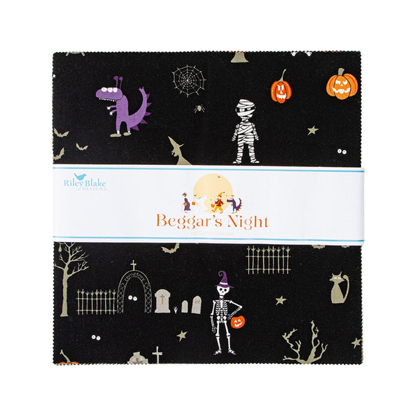 SALE Beggar's Night Layer Cake 10" Stacker Bundle - Riley Blake Designs - 42 piece Precut Pre cut - Halloween - Quilting Cotton Fabric