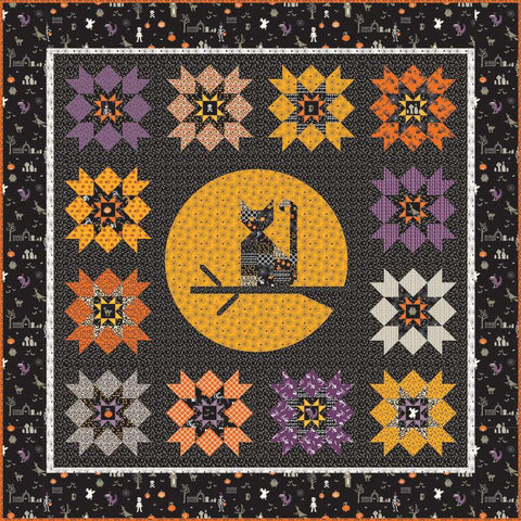 SALE Meowing at the Moon Quilt PATTERN P157 by Sandy Gervais - Riley Blake Designs - INSTRUCTIONS Only - Piecing Halloween Cat