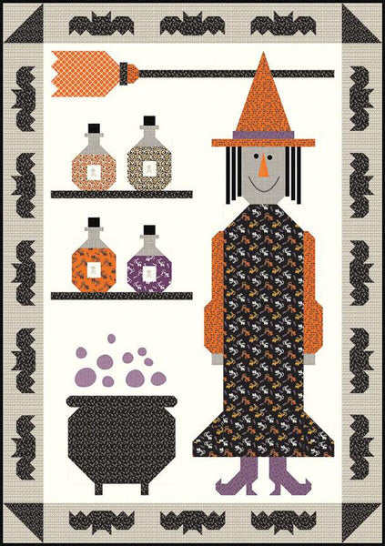 SALE In the Lab Quilt PATTERN P157 by Sandy Gervais - Riley Blake Designs - INSTRUCTIONS Only - Piecing Halloween Witch Potions Bats