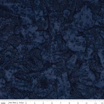 18" End of Bolt - SALE Batiks Expressions Hand-Dyes BTHH207 Medium Blue Black - Riley Blake - Hand-Dyed Print - Quilting Cotton Fabric