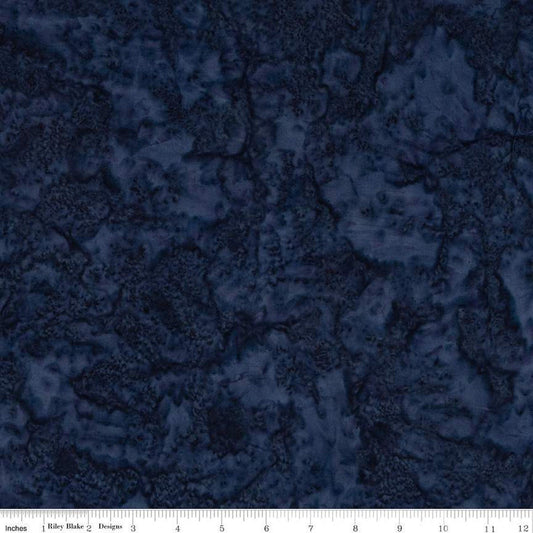 18" End of Bolt - SALE Batiks Expressions Hand-Dyes BTHH207 Medium Blue Black - Riley Blake - Hand-Dyed Print - Quilting Cotton Fabric